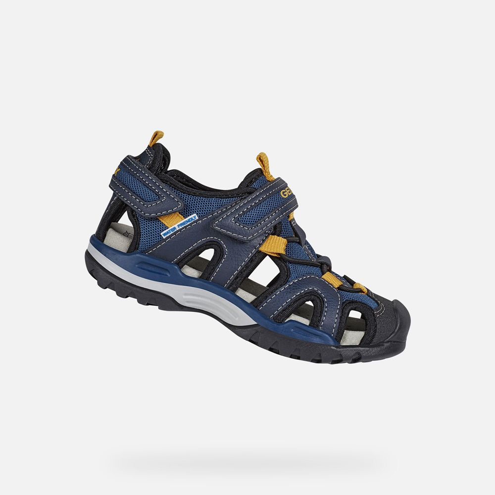 Geox Sandals Navy/Yellow Borealis - Geox Boys Shoes - WKBTDY736